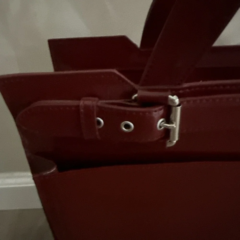 NWOT Franklin Covey  Burgundy Leather Laptop Briefcase Tote Organizer Bag